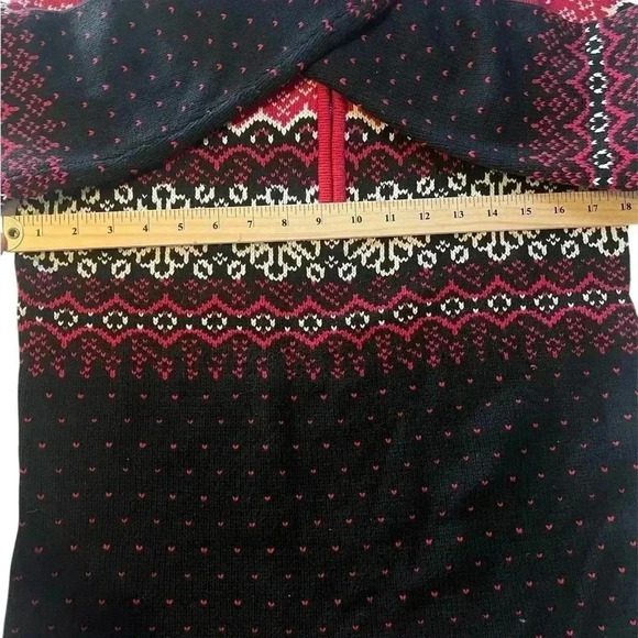 Vintage Northern Reflection Fair Isle Knit Nordic Sweater Winter Red Black White - Picture 3 of 4